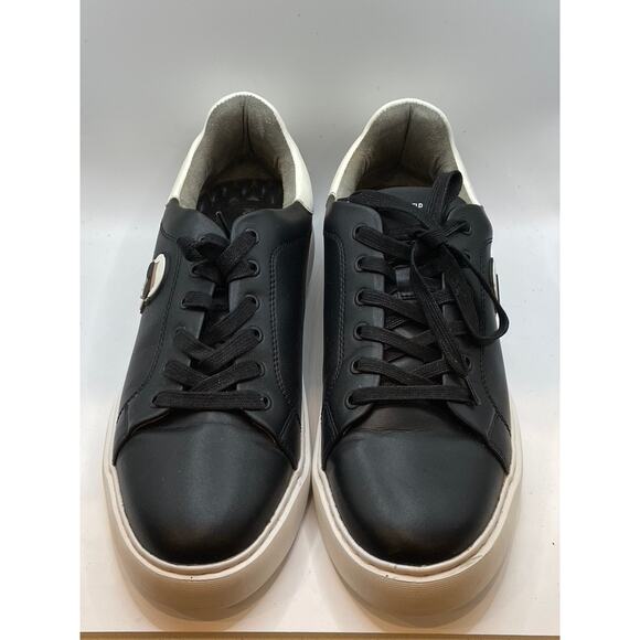 KARL LAGERFELD PARIS Men's Black-White Leather Karl Head Lace-Up Sneakers SZ 13 - Picture 2 of 12